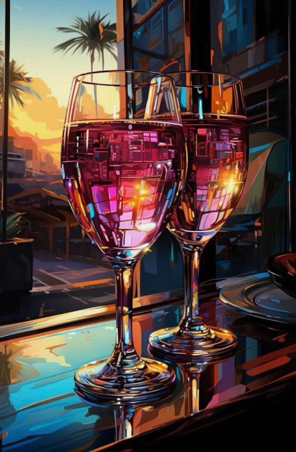 Arte vino sunset