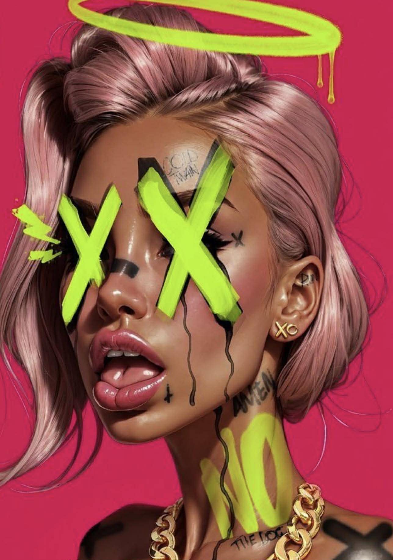 Cuadro chica grafiti