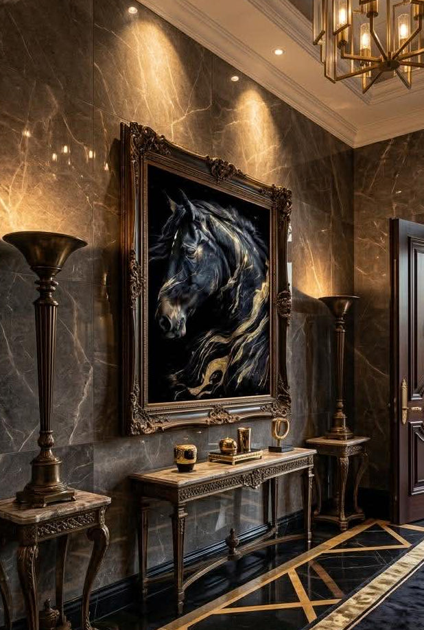 Arte Caballo con dorados