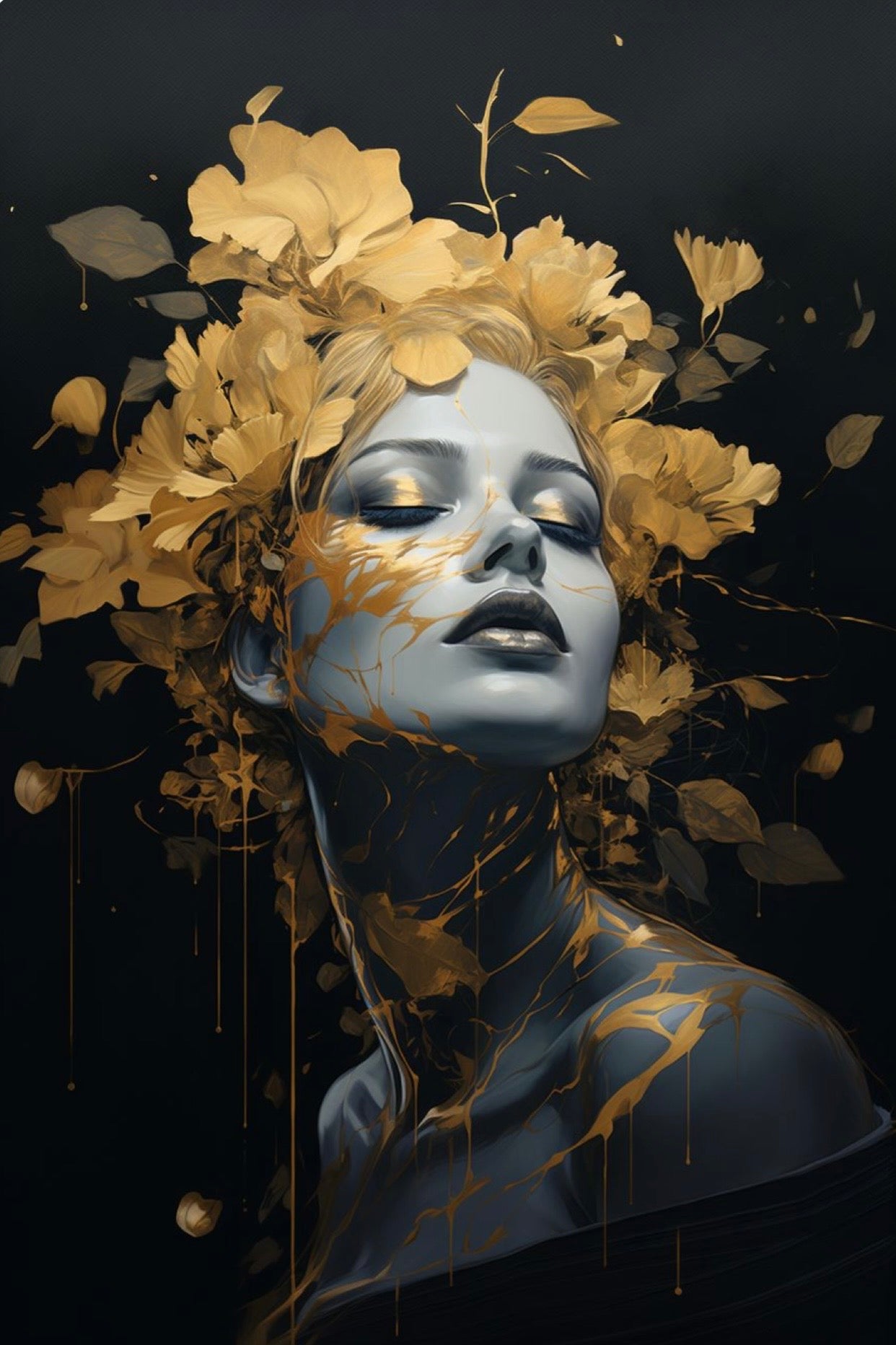 Arte retrato con dorados