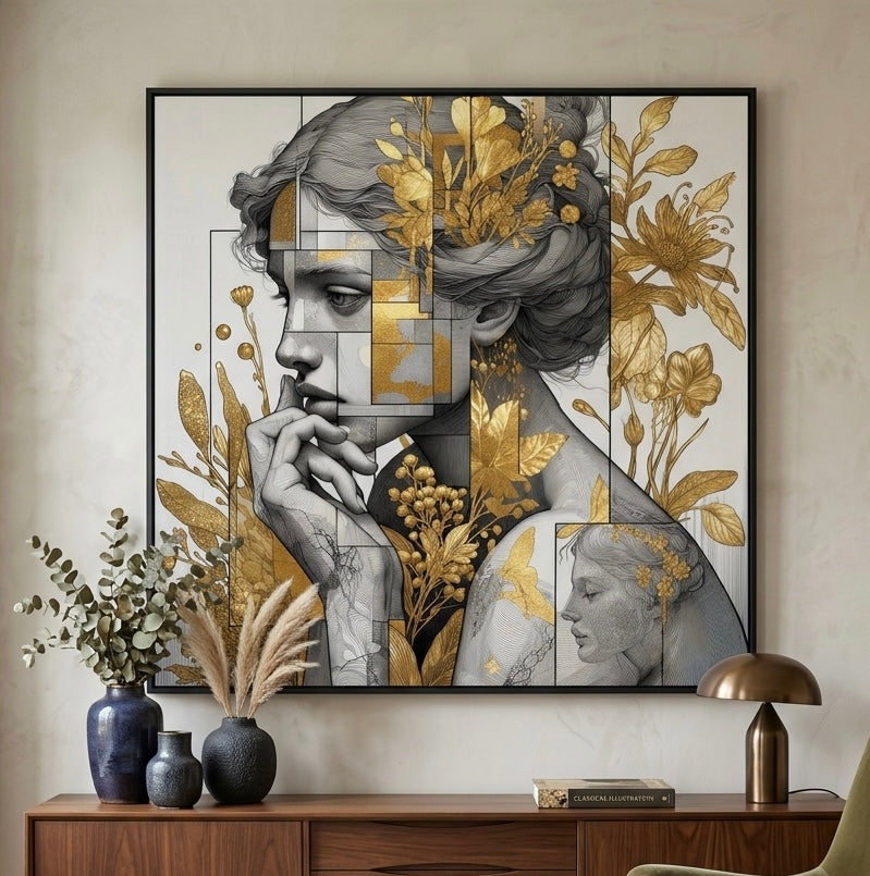 Arte retrato con dorados