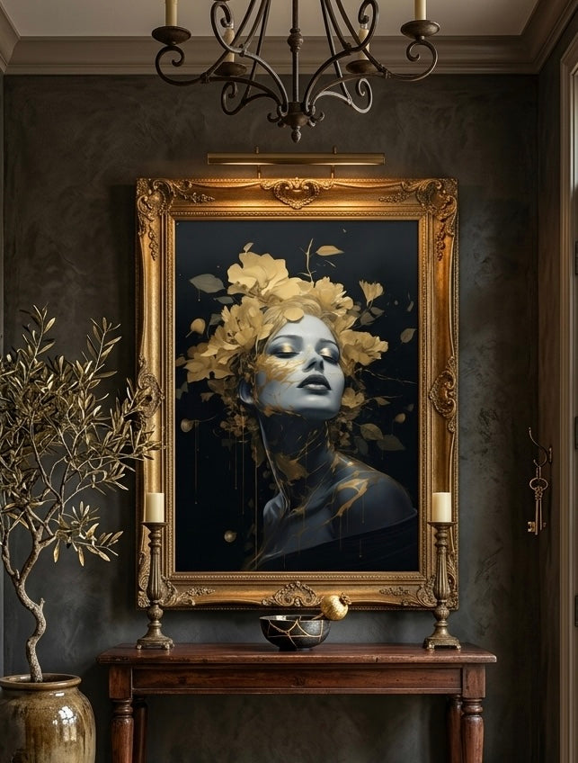 Arte retrato con dorados