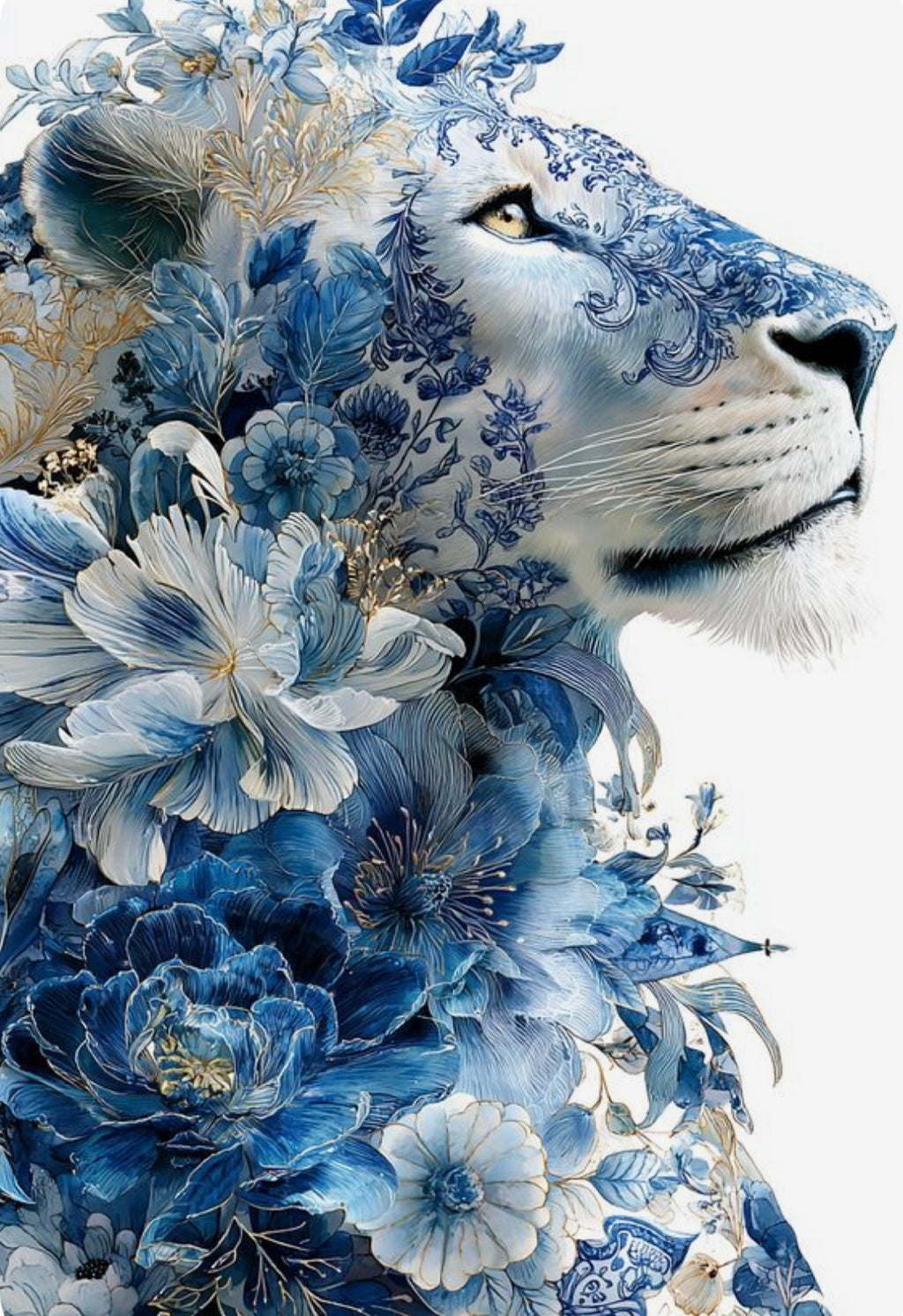Cuadro leon porcelana